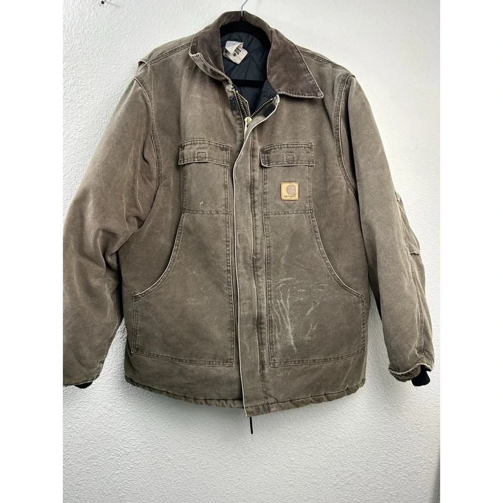 Vtg Carhartt Jacket Mens 2XL XXL Brown Duck Canvas Quilt Lined Chore Coat C26CHT - Picture 8 of 16